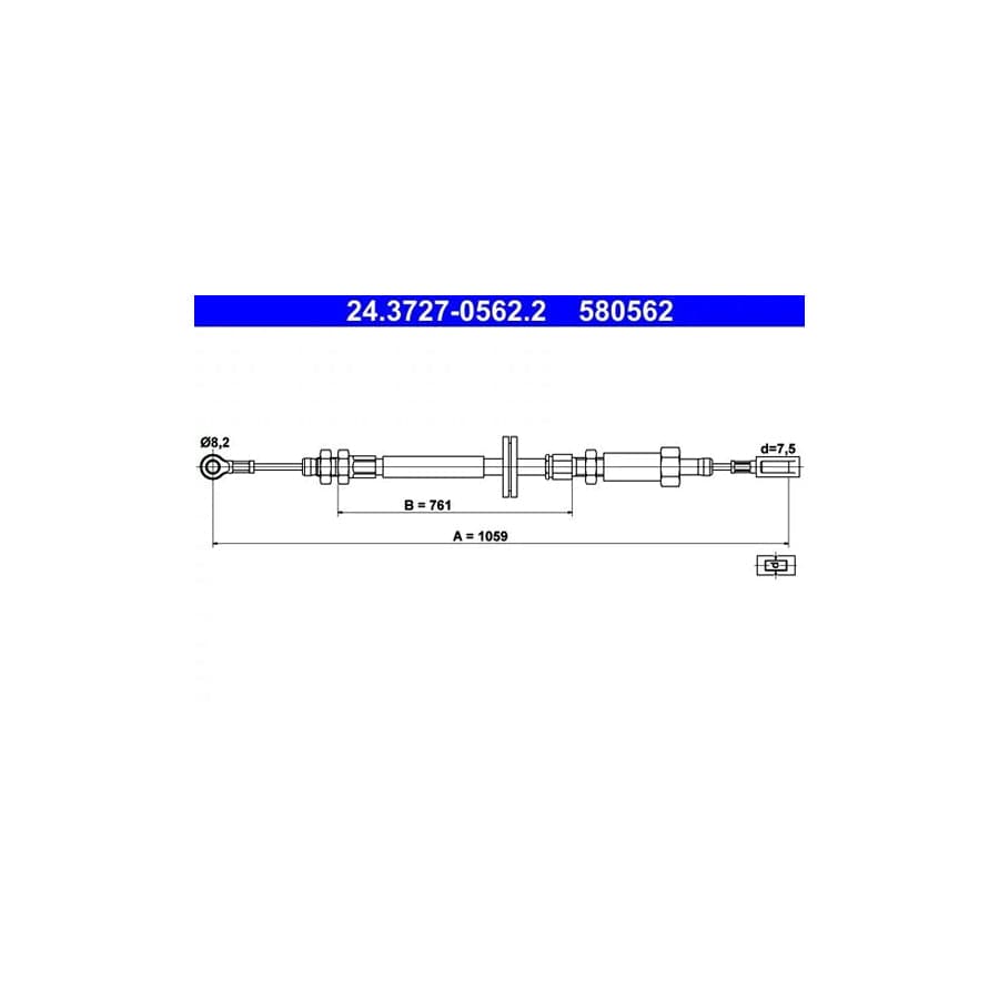 ATE 24.3727-0562.2 Hand Brake Cable