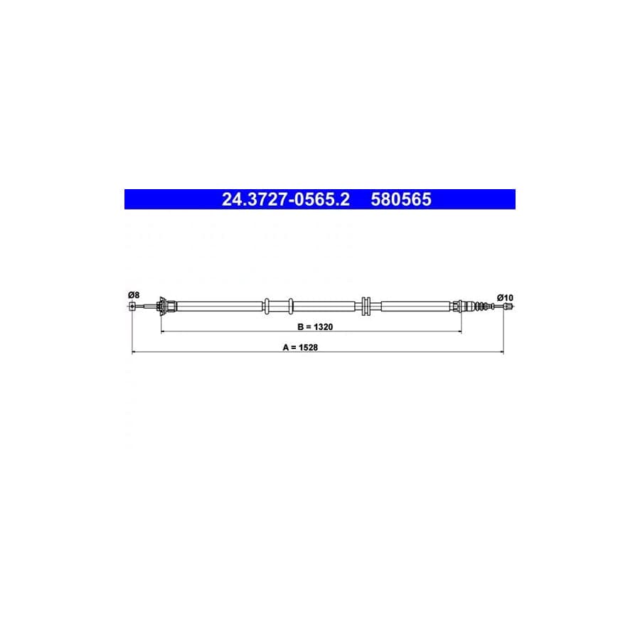 ATE 24.3727-0565.2 Hand Brake Cable for Fiat Linea (323, 110)