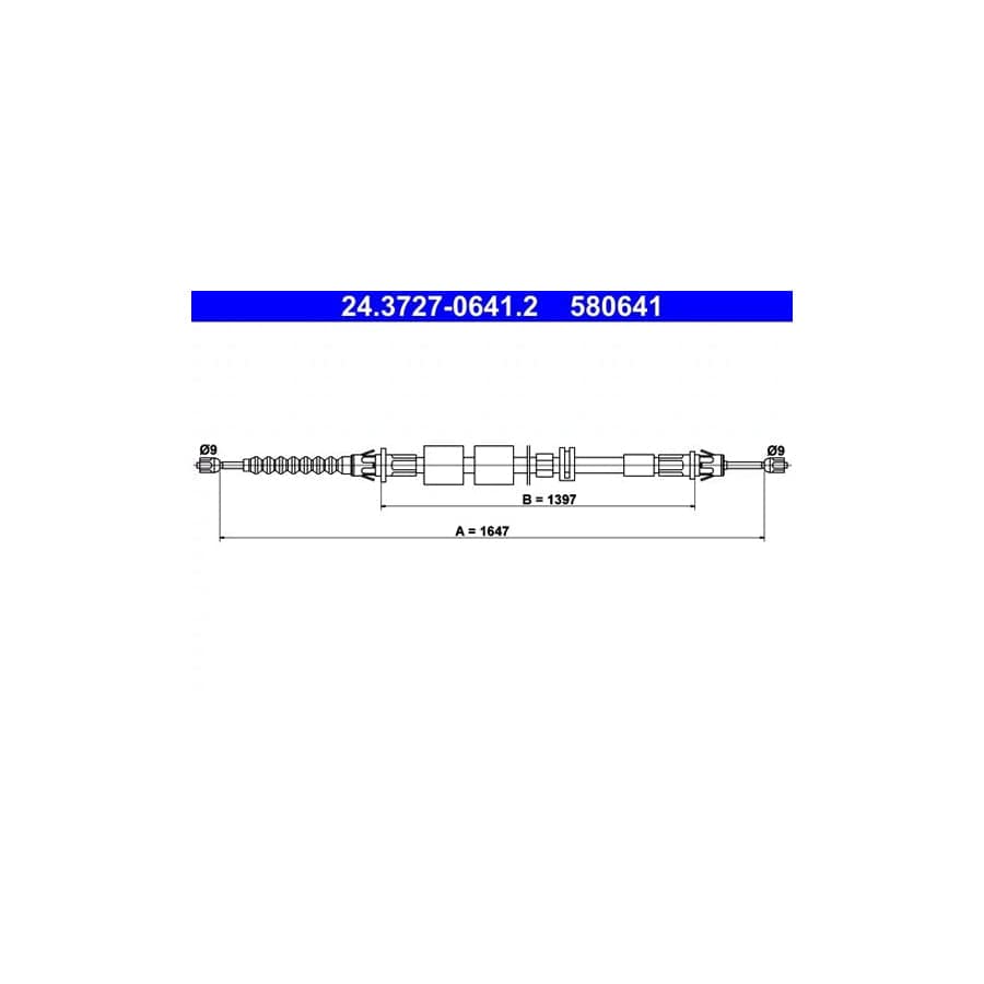ATE 24.3727-0641.2 Hand Brake Cable for Ford Mondeo