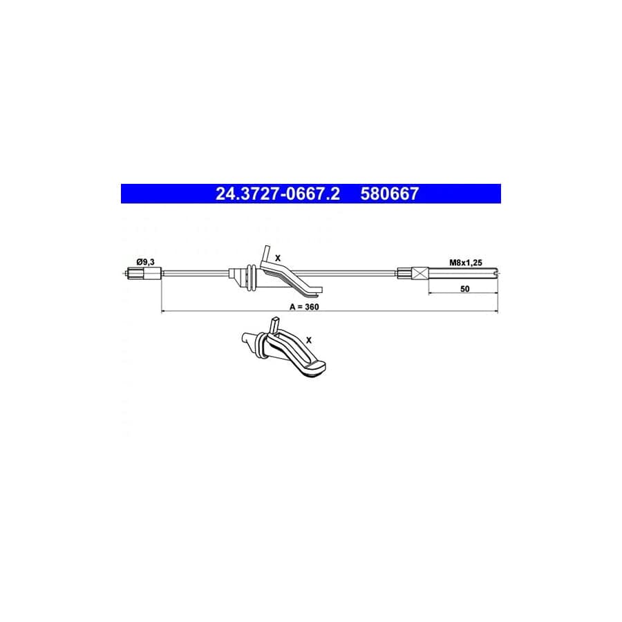 ATE 24.3727-0667.2 Hand Brake Cable for Ford Kuga