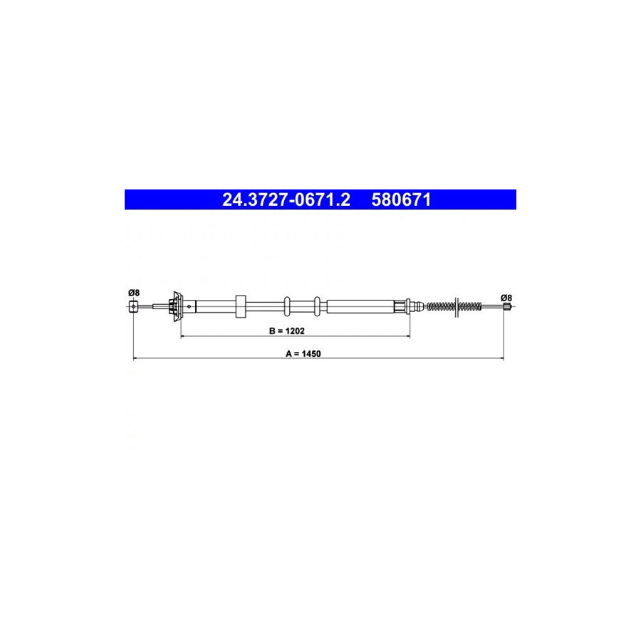 ATE 24.3727-0671.2 Hand Brake Cable