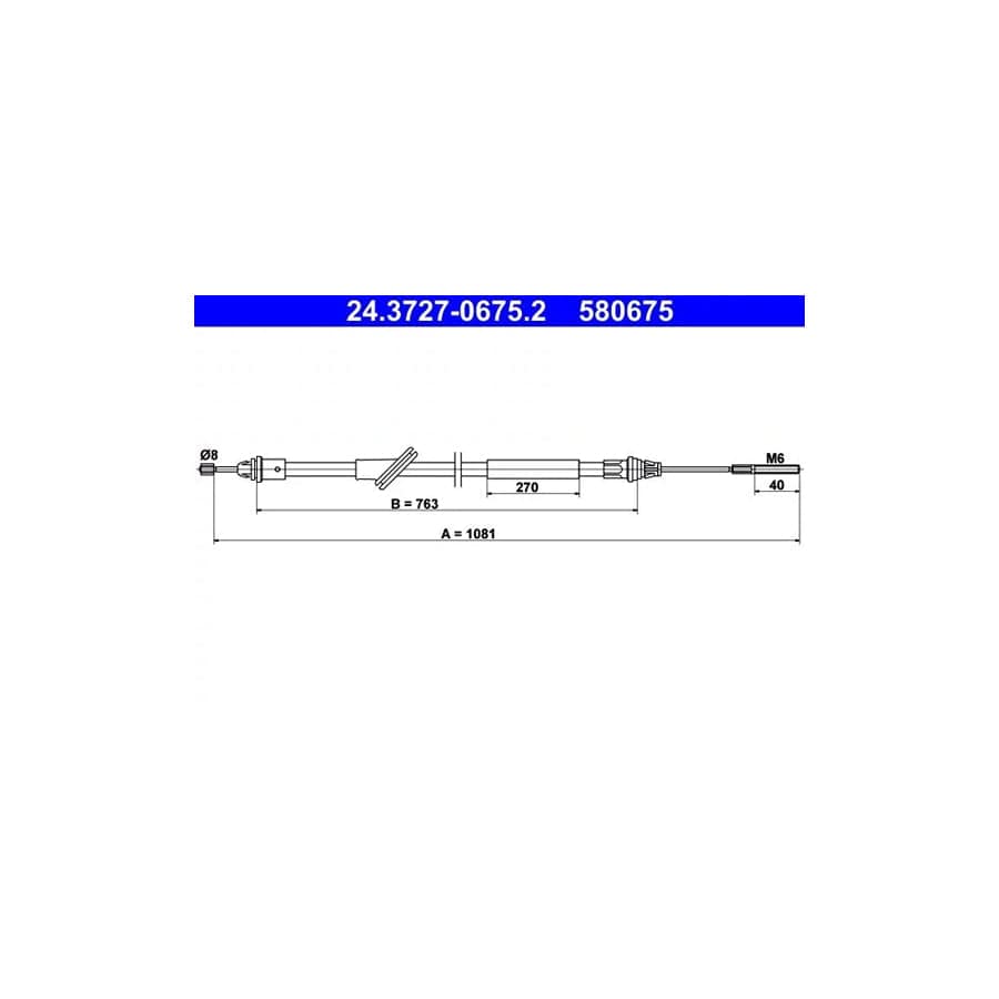 ATE 24.3727-0675.2 Hand Brake Cable for Ford Maverick Off-Road (1N2)