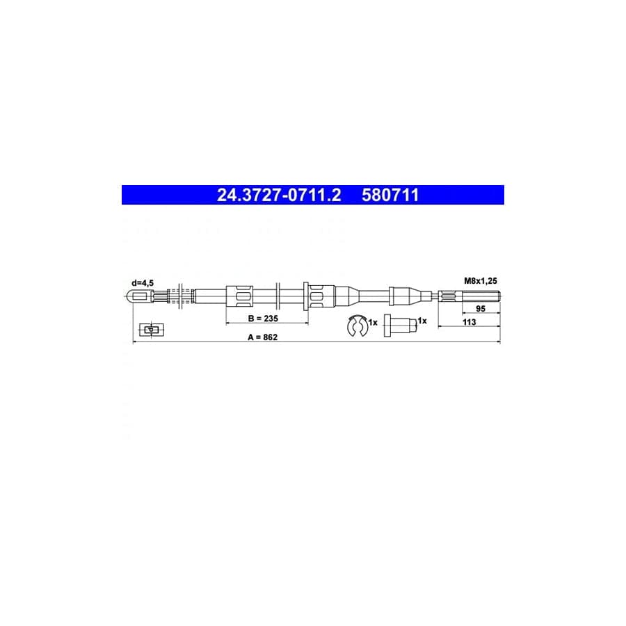 ATE 24.3727-0711.2 Hand Brake Cable