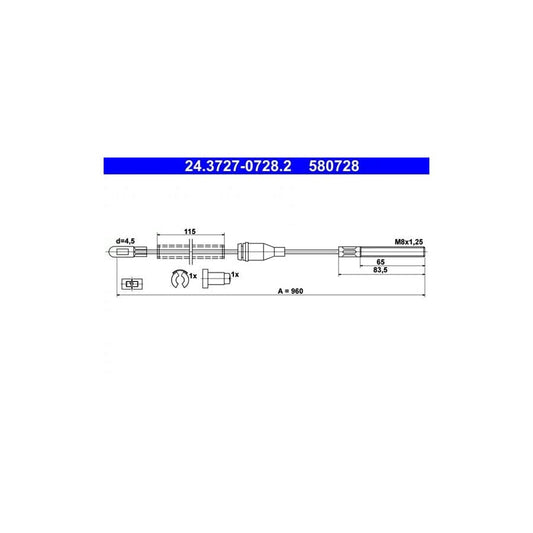 ATE 24.3727-0728.2 Hand Brake Cable