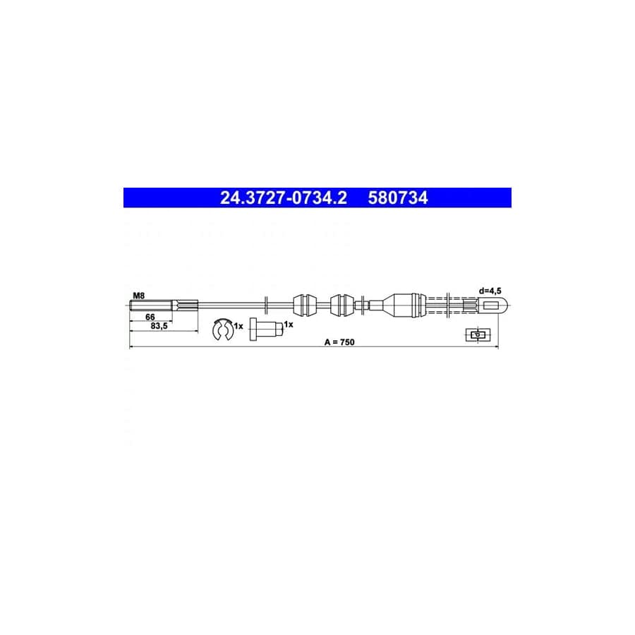 ATE 24.3727-0734.2 Hand Brake Cable