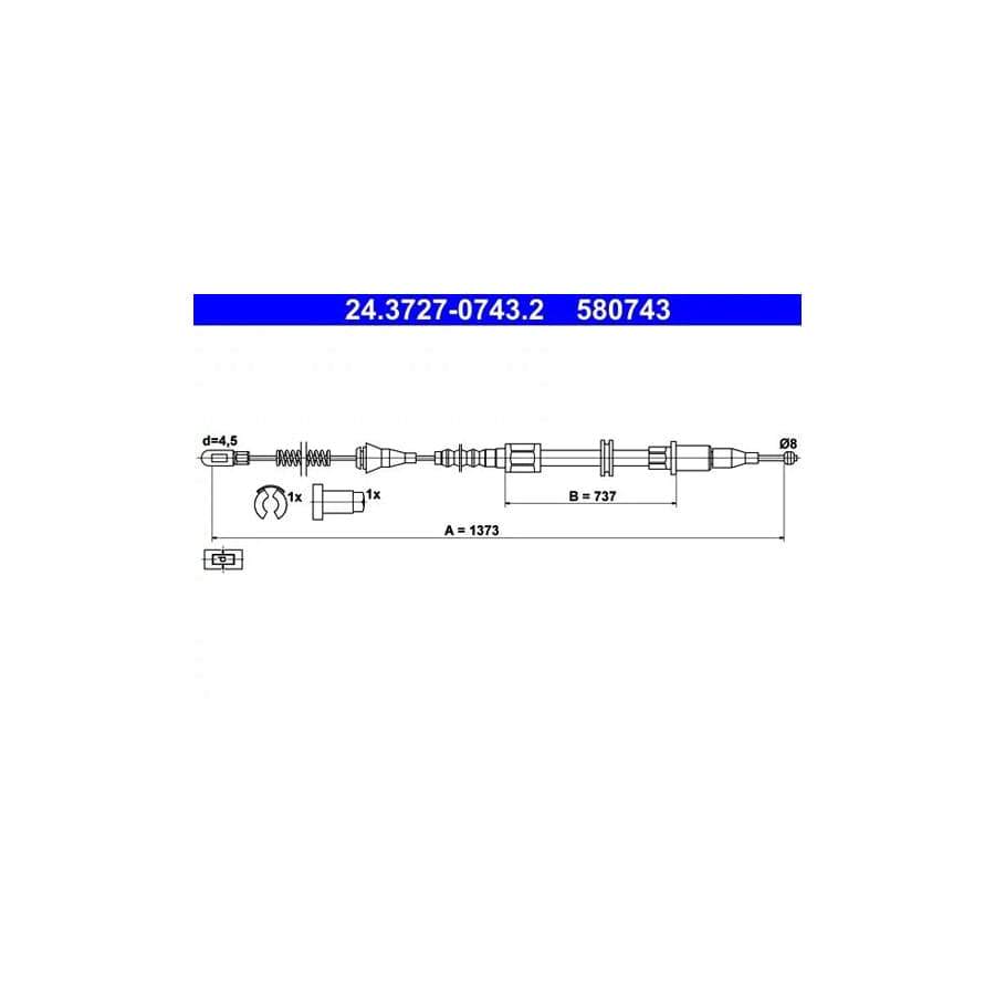 ATE 24.3727-0743.2 Hand Brake Cable