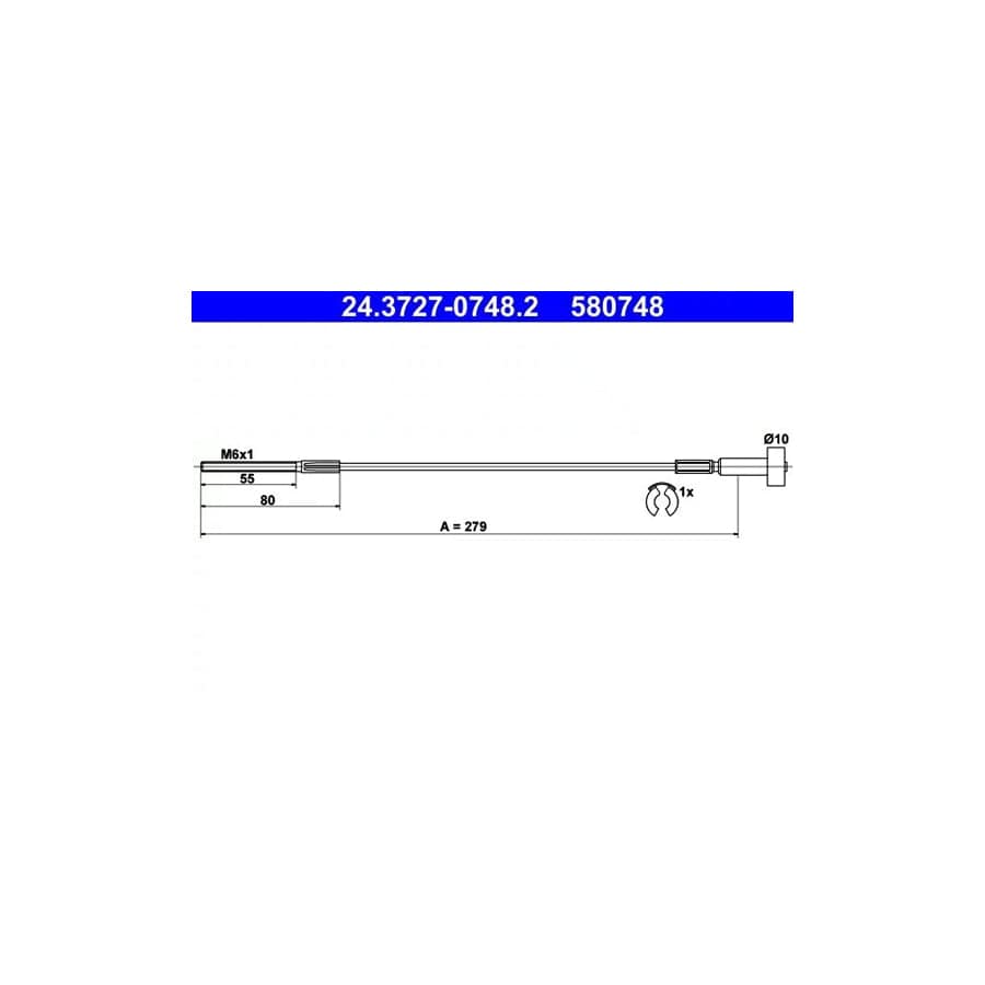 ATE 24.3727-0748.2 Hand Brake Cable