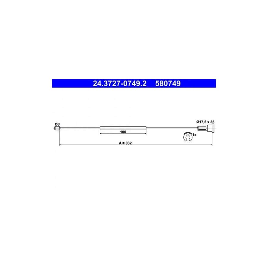 ATE 24.3727-0749.2 Hand Brake Cable