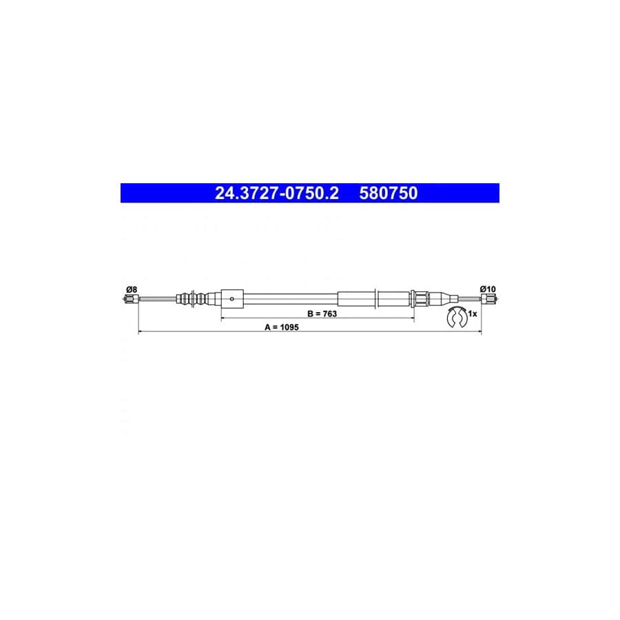 ATE 24.3727-0750.2 Hand Brake Cable