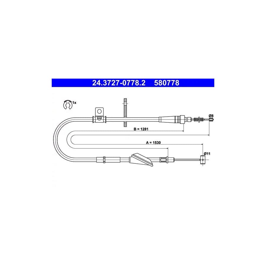ATE 24.3727-0778.2 Hand Brake Cable