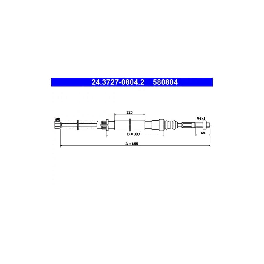 ATE 24.3727-0804.2 Hand Brake Cable for Peugeot 405