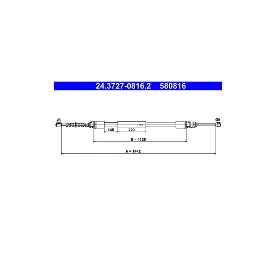 ATE 24.3727-0816.2 Hand Brake Cable
