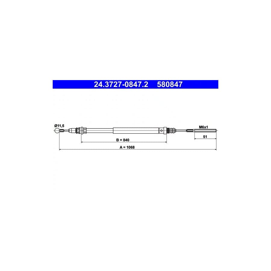 ATE 24.3727-0847.2 Hand Brake Cable