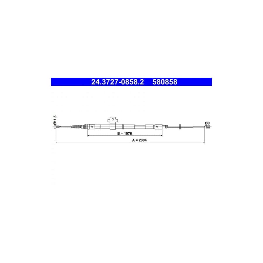 ATE 24.3727-0858.2 Hand Brake Cable for Peugeot 308
