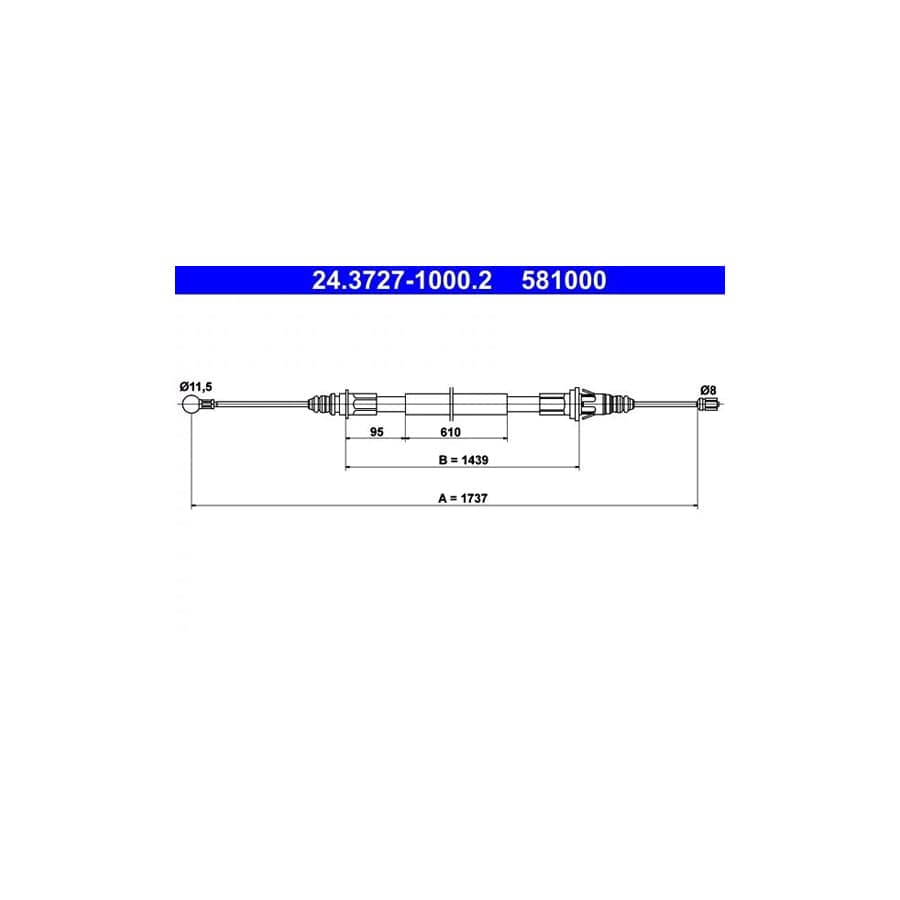 ATE 24.3727-1000.2 Hand Brake Cable