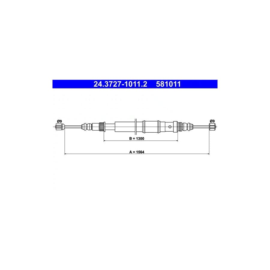 ATE 24.3727-1011.2 Hand Brake Cable for Renault 19