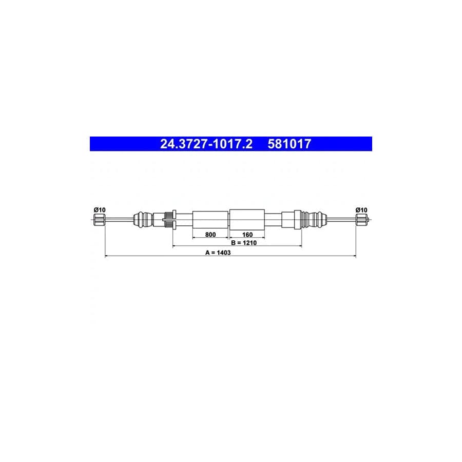 ATE 24.3727-1017.2 Hand Brake Cable for Renault Super 5 Hatchback (B40, C40)