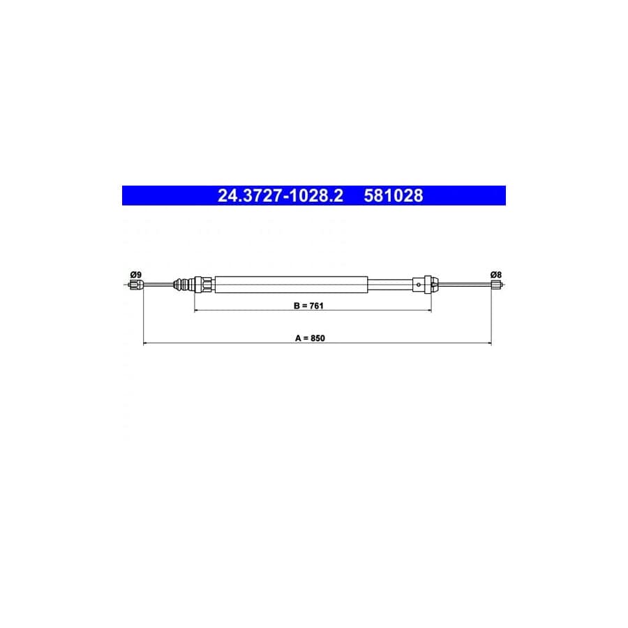 ATE 24.3727-1028.2 Hand Brake Cable for Renault Safrane