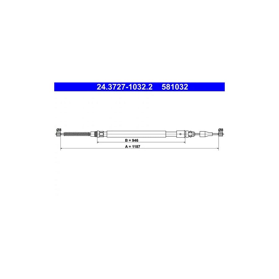 ATE 24.3727-1032.2 Hand Brake Cable for Renault Laguna I Hatchback (B56)