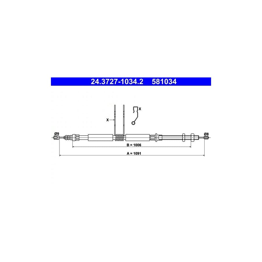ATE 24.3727-1034.2 Hand Brake Cable for Renault Safrane