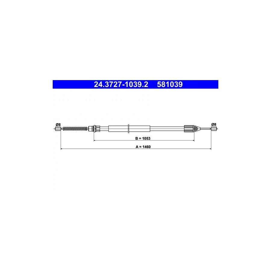 ATE 24.3727-1039.2 Hand Brake Cable for Renault Twingo