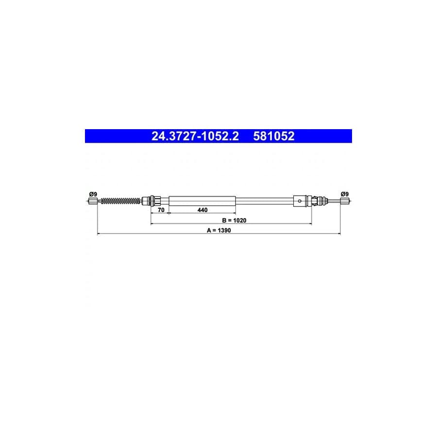 ATE 24.3727-1052.2 Hand Brake Cable for Renault Trafic