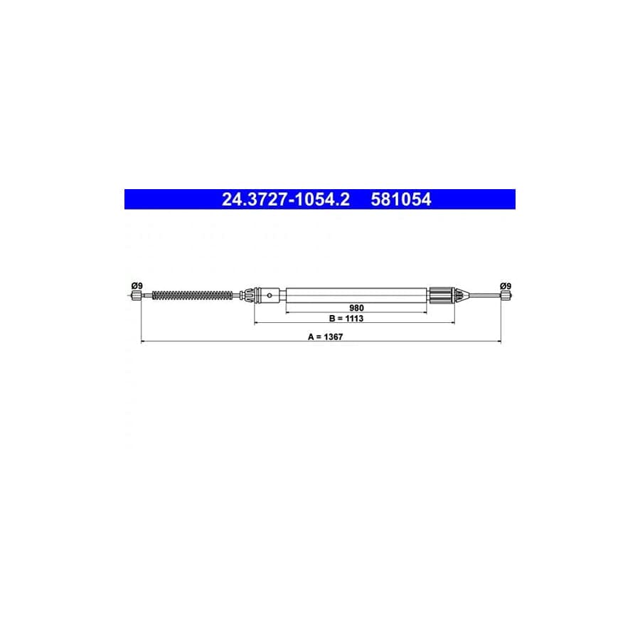 ATE 24.3727-1054.2 Hand Brake Cable for Renault Megane