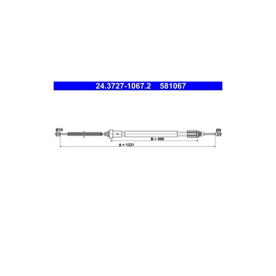 ATE 24.3727-1067.2 Hand Brake Cable for Renault Clio