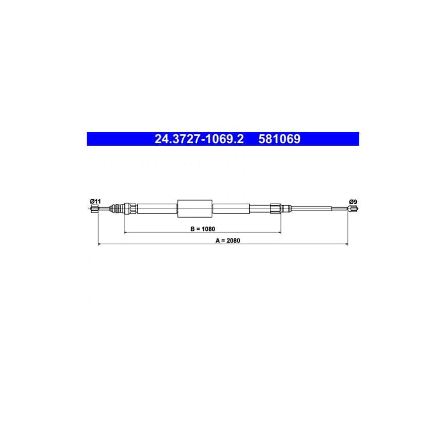 ATE 24.3727-1069.2 Hand Brake Cable
