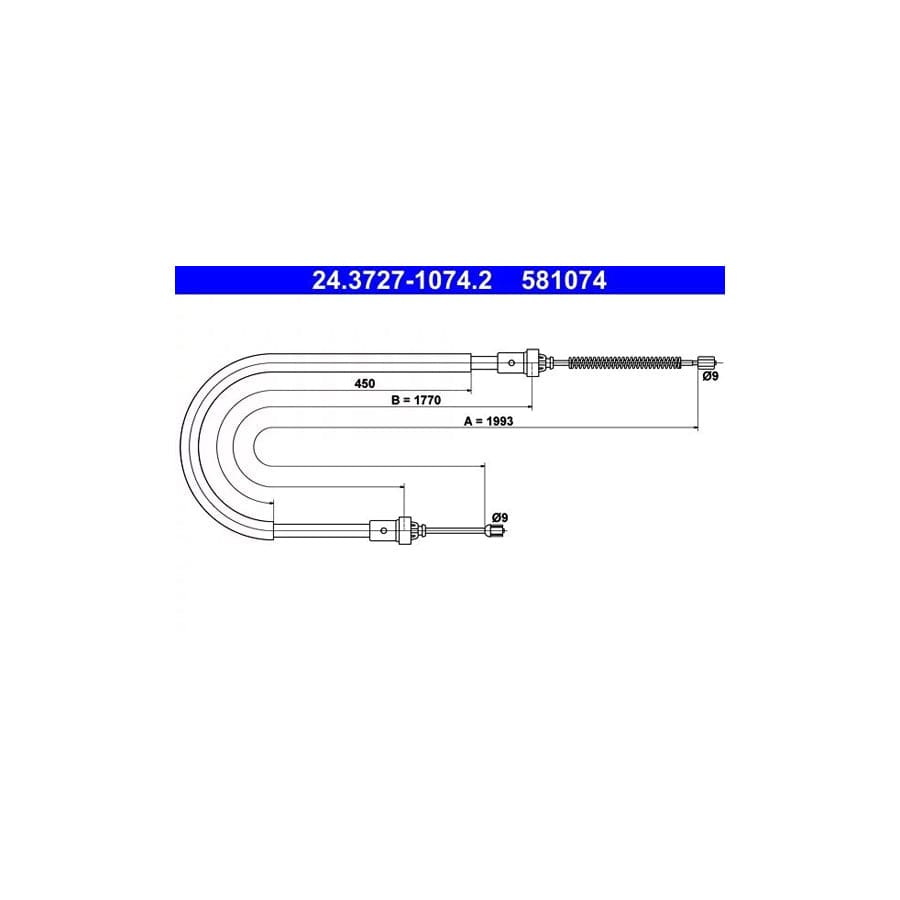 ATE 24.3727-1074.2 Hand Brake Cable