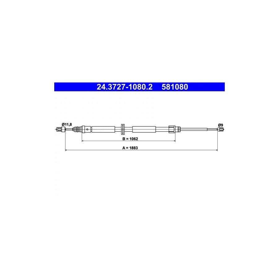 ATE 24.3727-1080.2 Hand Brake Cable for Renault Megane