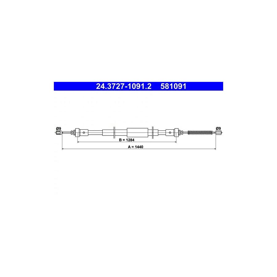 ATE 24.3727-1091.2 Hand Brake Cable for Renault Clio