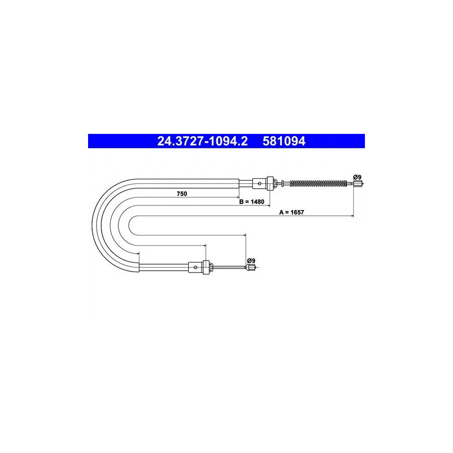 ATE 24.3727-1094.2 Hand Brake Cable