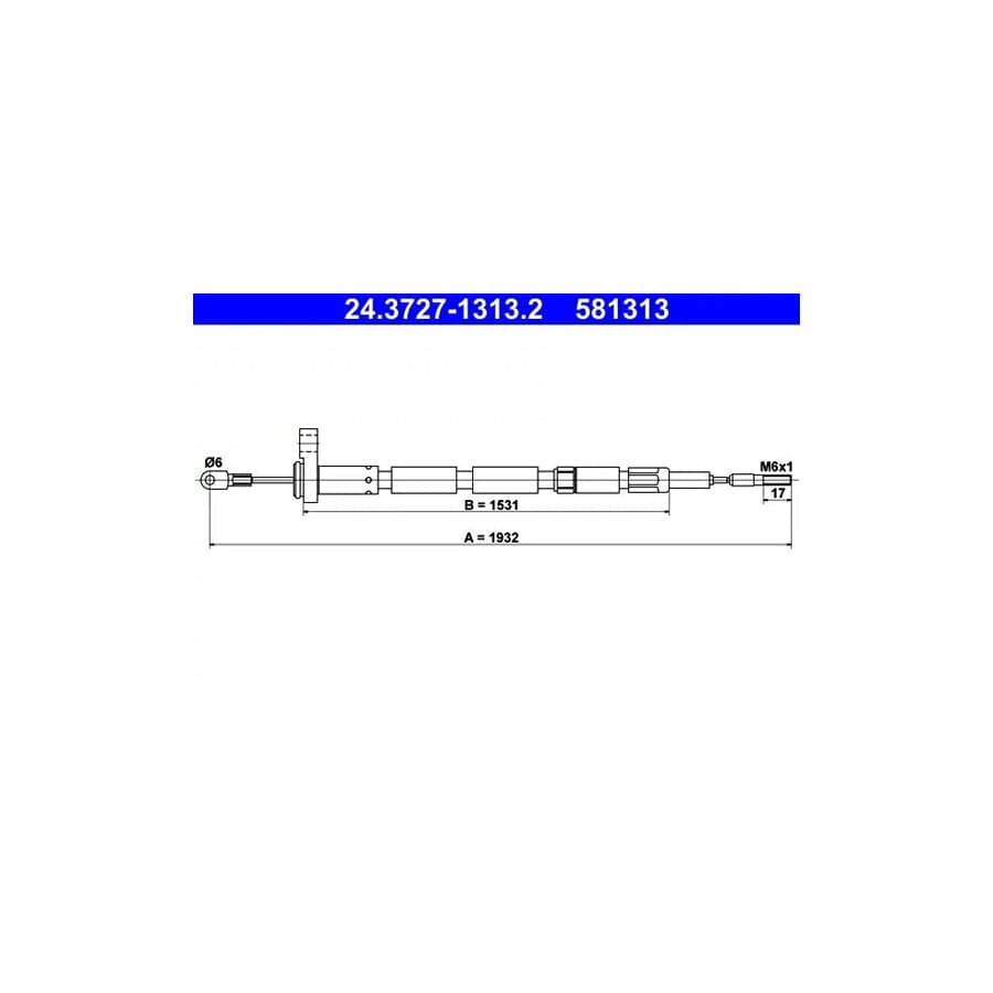 ATE 24.3727-1313.2 Hand Brake Cable