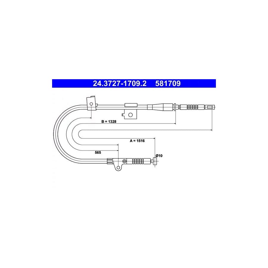 ATE 24.3727-1709.2 Hand Brake Cable for Nissan Primera