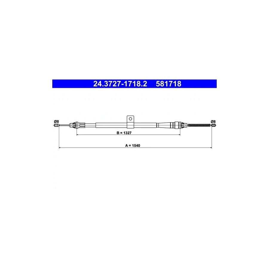 ATE 24.3727-1718.2 Hand Brake Cable for Nissan Micra