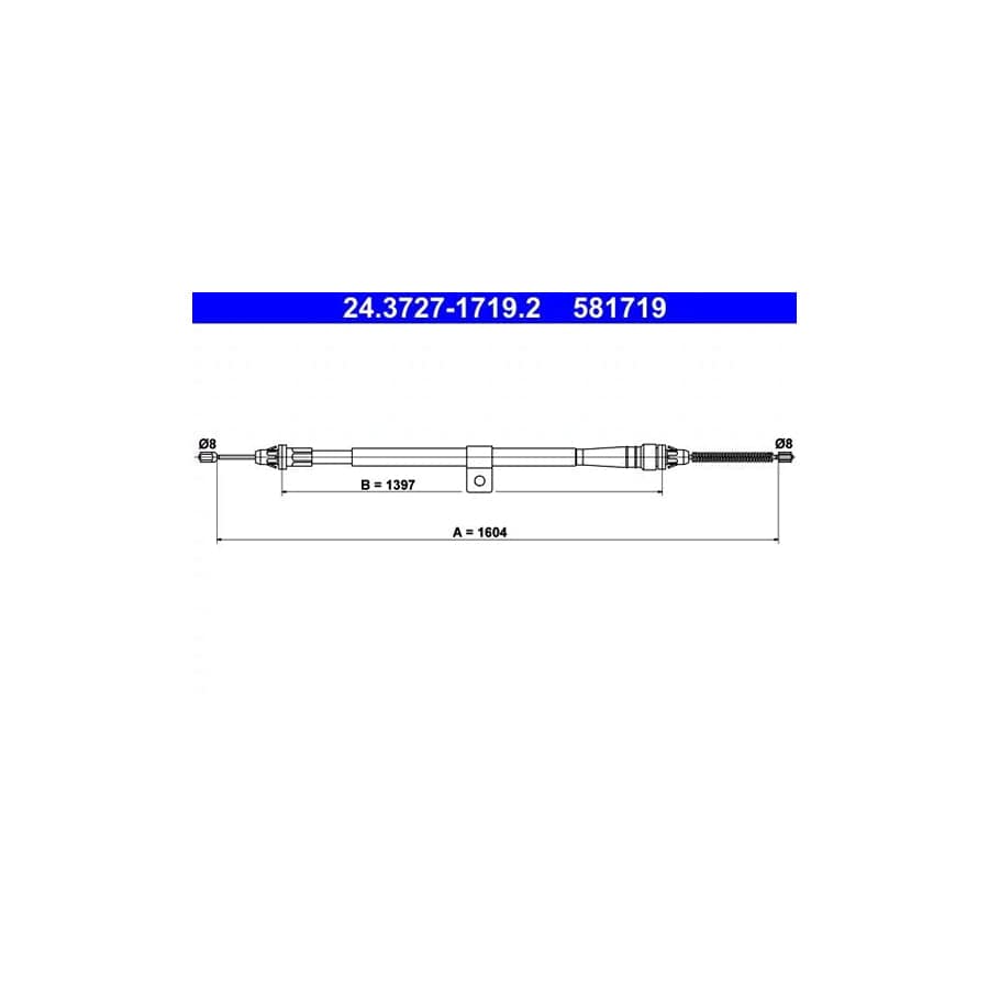 ATE 24.3727-1719.2 Hand Brake Cable for Nissan Micra