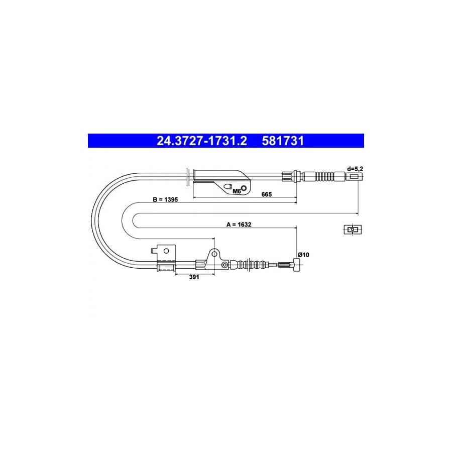 ATE 24.3727-1731.2 Hand Brake Cable for Nissan Primera