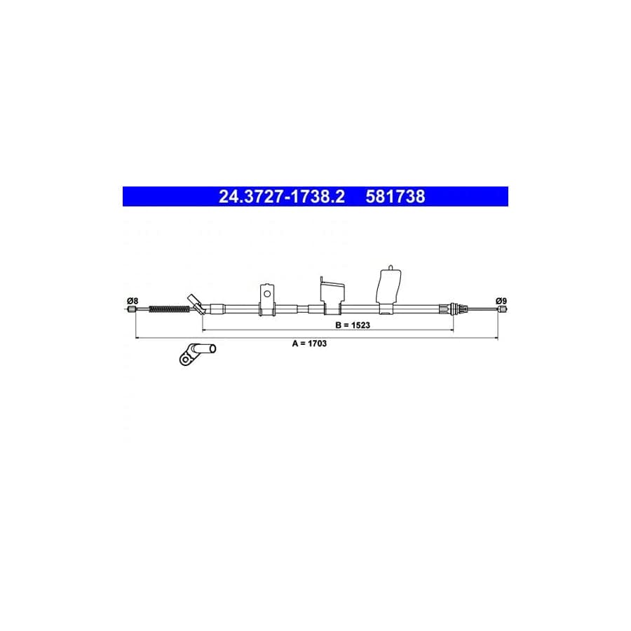 ATE 24.3727-1738.2 Hand Brake Cable for Nissan Qashqai