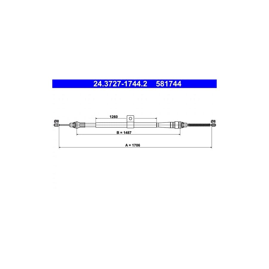 ATE 24.3727-1744.2 Hand Brake Cable for Nissan Note I (E11, Ne11)