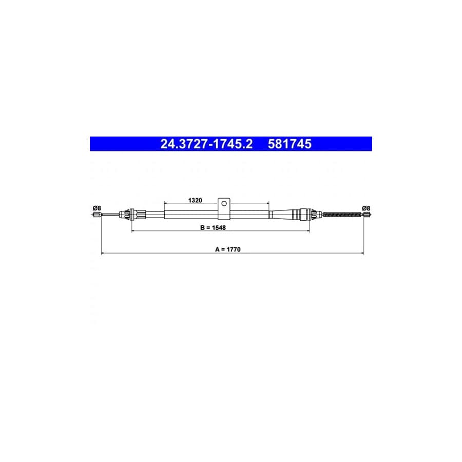 ATE 24.3727-1745.2 Hand Brake Cable for Nissan Note I (E11, Ne11)