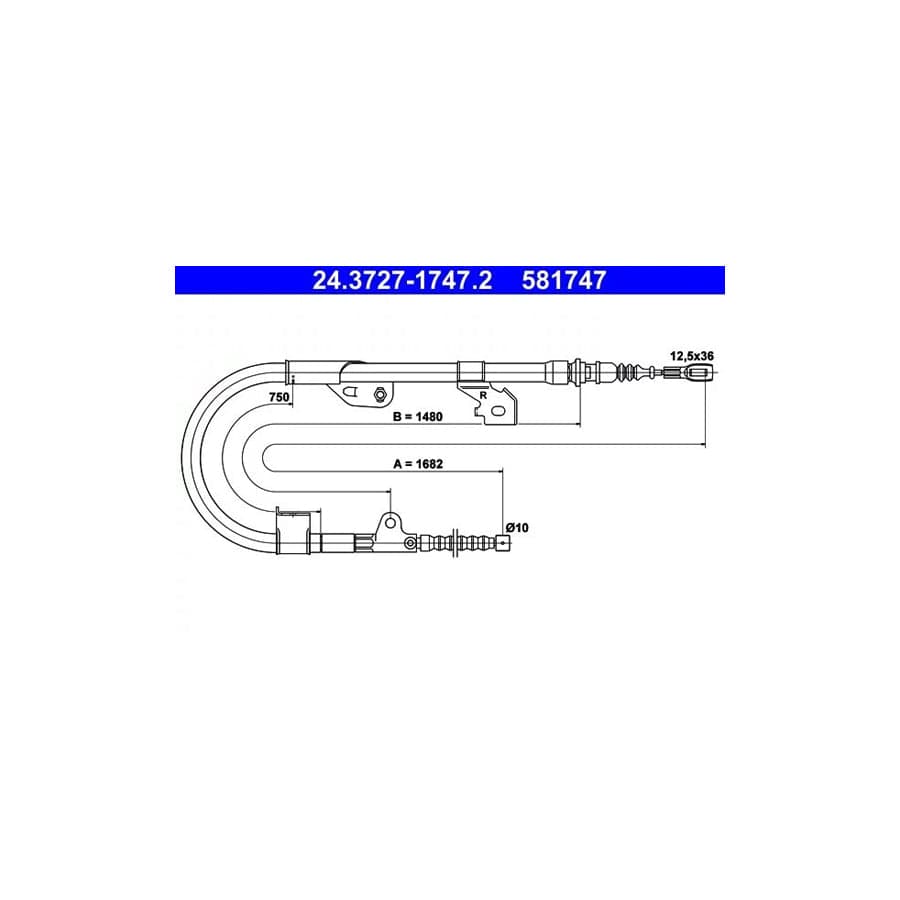 ATE 24.3727-1747.2 Hand Brake Cable for Nissan Almera