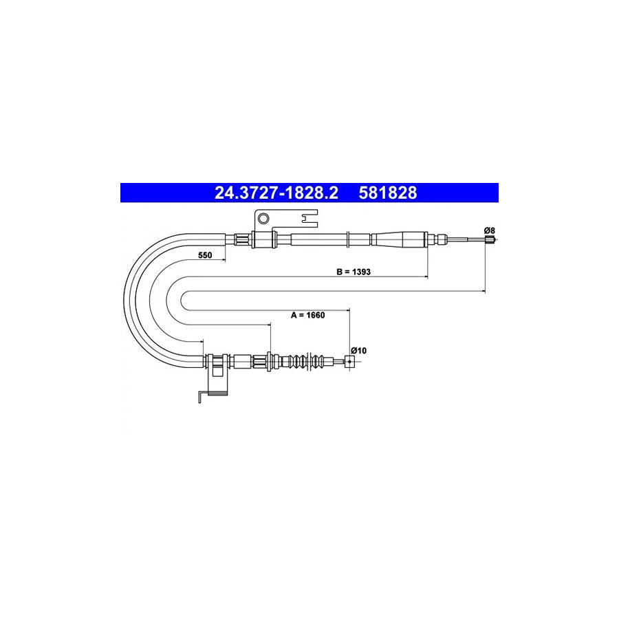 ATE 24.3727-1828.2 Hand Brake Cable for Mazda 323
