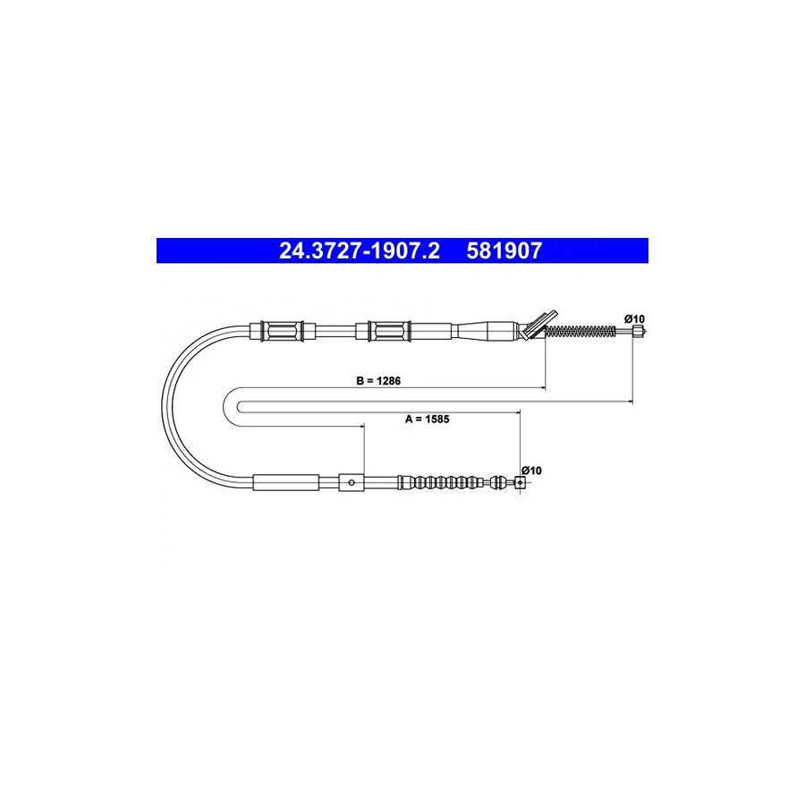 ATE 24.3727-1907.2 Hand Brake Cable for Toyota Corolla