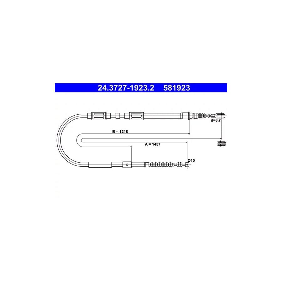ATE 24.3727-1923.2 Hand Brake Cable for Toyota Corolla