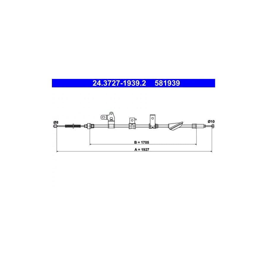 ATE 24.3727-1939.2 Hand Brake Cable for Toyota Corolla Verso (Ar10)