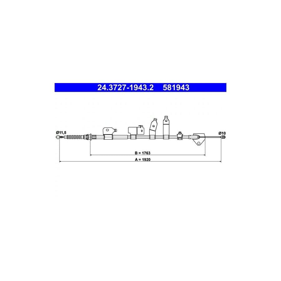 ATE 24.3727-1943.2 Hand Brake Cable for Toyota Auris