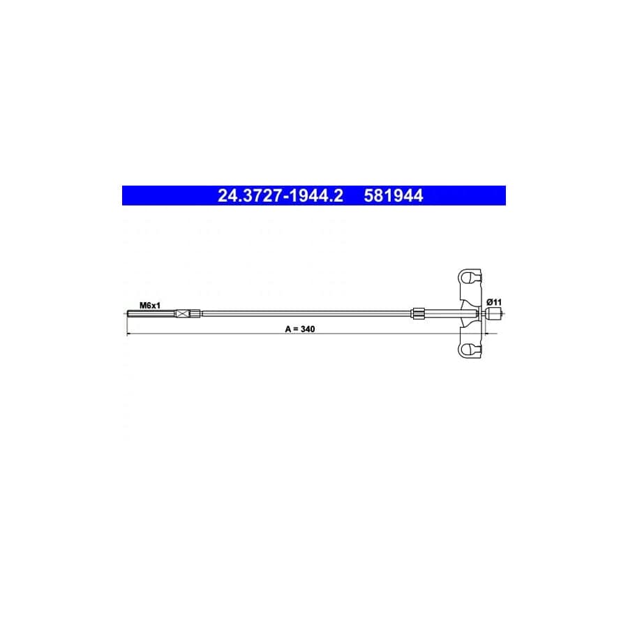 ATE 24.3727-1944.2 Hand Brake Cable for Toyota Auris Hatchback (E15)