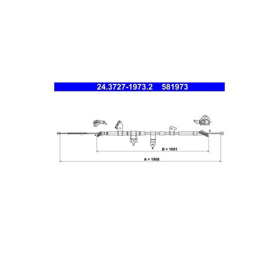 ATE 24.3727-1973.2 Hand Brake Cable for Toyota Rav4 III Off-Road (Xa30)
