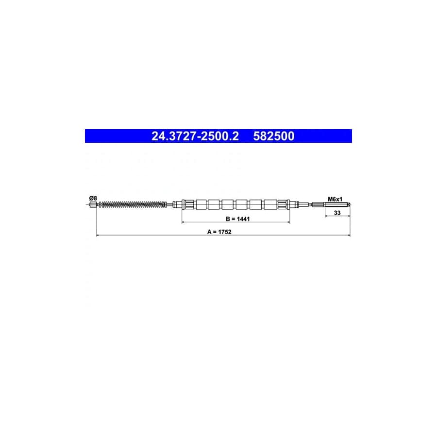 ATE 24.3727-2500.2 Hand Brake Cable for Skoda Felicia